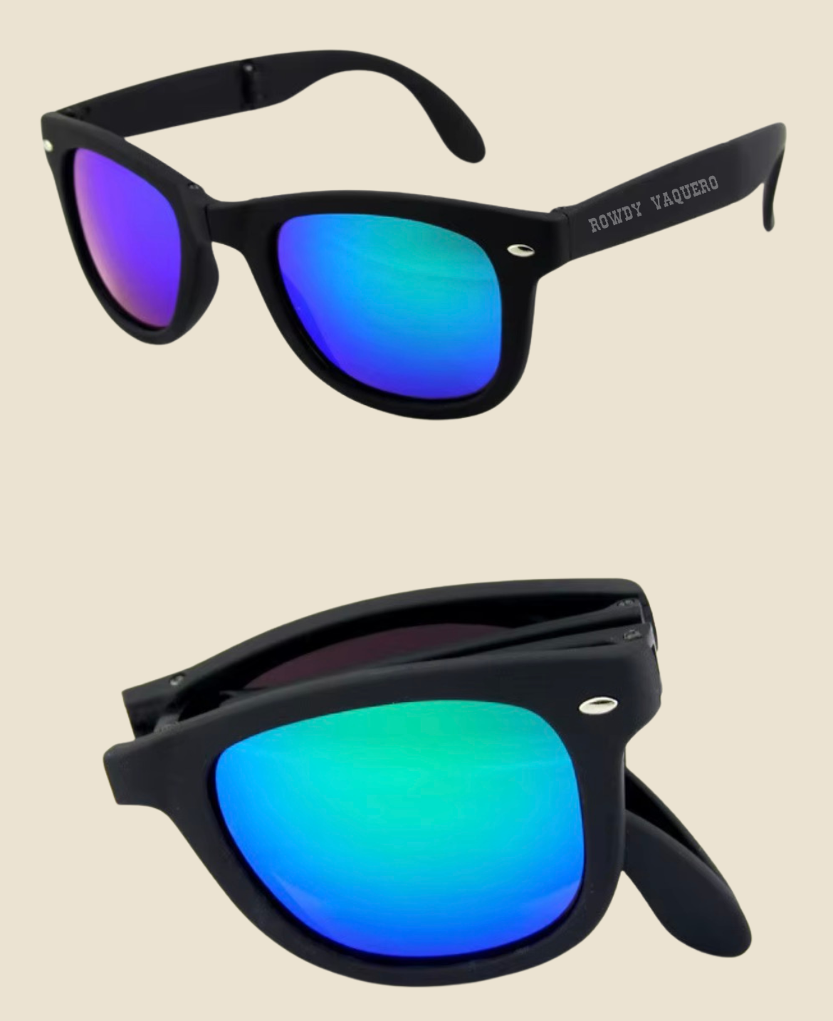 Black/Blue Foldable Sunglasses